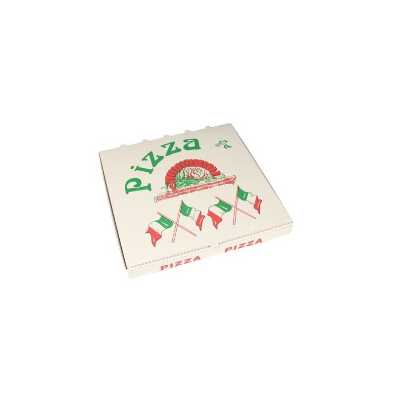 Pizzakartons, 250 Stück, Cellulose eckig 33 cm x 33 cm x 4 cm "Italienische Flagge"